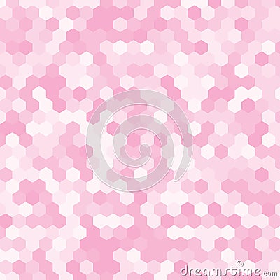 Light pink random hexagon mosaic tiles background. Vector Illustration