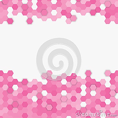 Light pink random hexagon mosaic tiles background. Vector Illustration