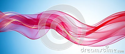 Light pink and red ribbon like waves floating over a white background in an elegant, minimalist abstract style, emphasizing smo Cartoon Illustration