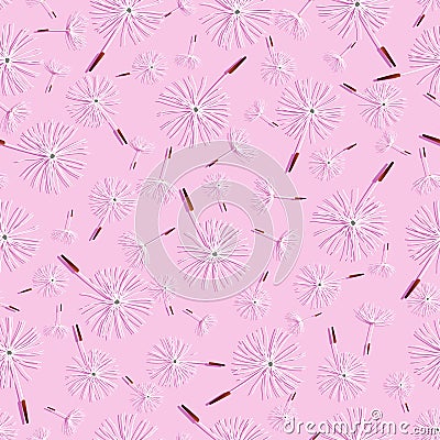 Light pink seamless pattern with dandelion fluff Vector Illustration