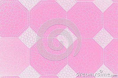 Pink and white tiles background with octagons and rhomb pattern. Geometric abstract background Stock Photo