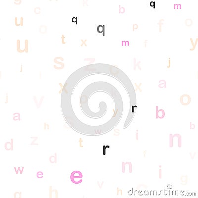 Light Pink, Yellow vector seamless texture with ABC characters. Vector Illustration