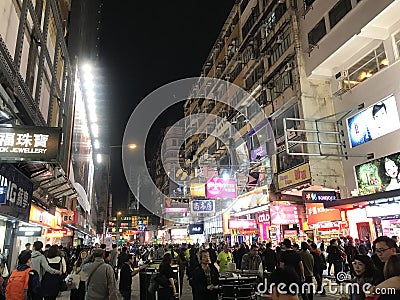 Light Pollution by Billboards in Mongkok, Hong Kong Editorial Stock Photo