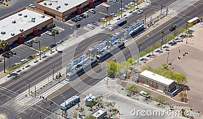 Light Rail Aerial in Mesa Stock Photo