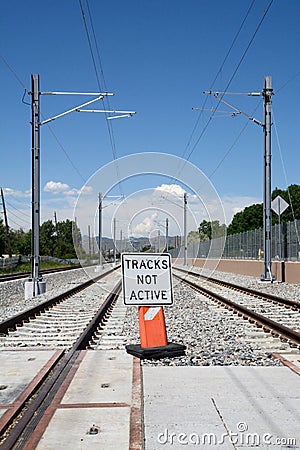 Light rail tracks Stock Photo