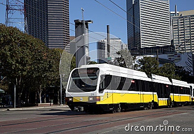 Light rail train in Dallas Editorial Stock Photo