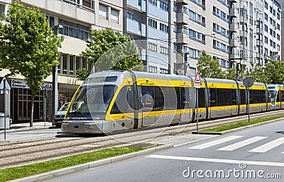 Light rail train of Metro do Porto, Portugal Editorial Stock Photo