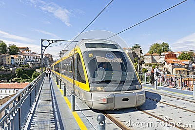 Light rail train of Metro do Porto, Portugal Editorial Stock Photo