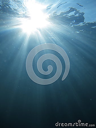 Light rays underwater Stock Photo