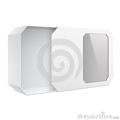 Light Realistic Package Box with window. Vector Vector Illustration