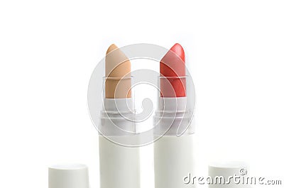 Light Red Lipstick And Corrector Stick Stock Photo