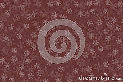 Light red snowflakes on bland red background, Christmas pattern. Different sizes of snowflakes arranged on the surface. Stock Photo