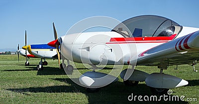 Three light aircrafts Stock Photo