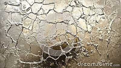 Light reflects off a cracked metallic surface, creating an abstract pattern of light and shadow, showcasing texture and Stock Photo