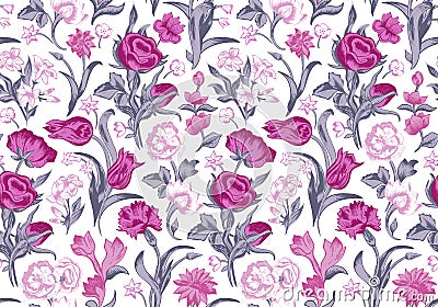 Light romantic seamless vector vintage floral pattern. Vector Illustration