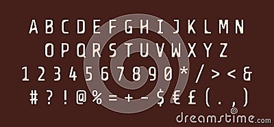 Light rounded alphabet set for dark theme. Vector decorative typography. Decorative typeset style. Latin script for headers. Vector Illustration