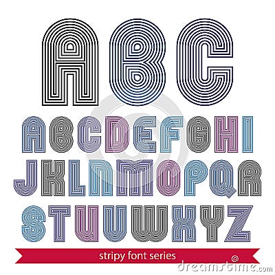 Light rounded geometric font created from lines. Vector decorative stylish capital letters for use in web design and posters Vector Illustration