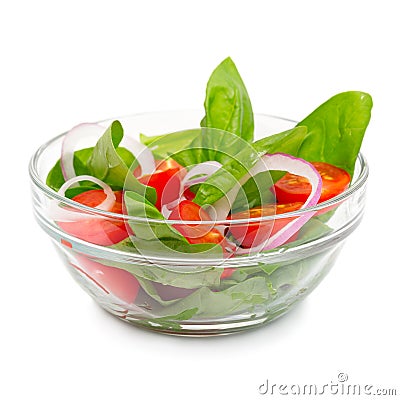 Light salad with spinach and tomatoes Stock Photo