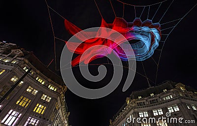 Light Sculpture at Oxford Circus in London Editorial Stock Photo