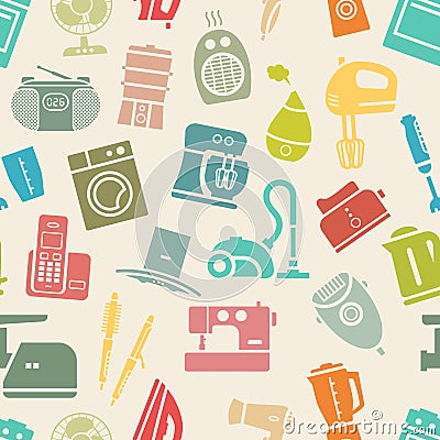 Light seamless pattern of home appliances Vector Illustration