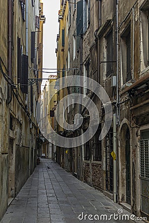 The light and shadows in the empty narrow alleys of Venice during the coronavirus Stock Photo