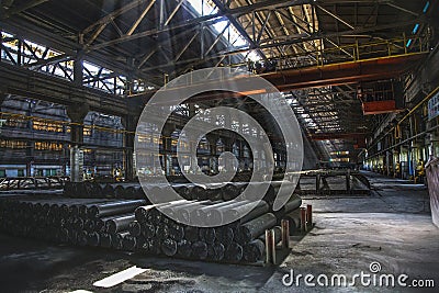 Light Shafts Inside Dark Metals Factory Gansu Province China Editorial Stock Photo