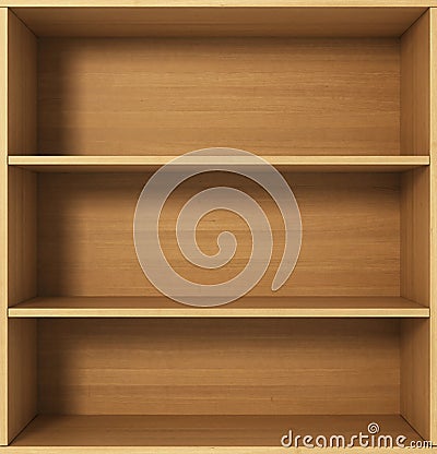 Light shelves with three sections isolated on white background Stock Photo