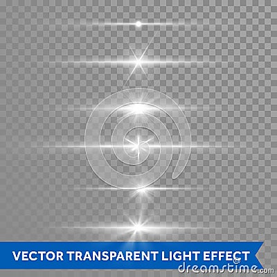 Light shine effect or starlight lens flare vector isolated icons transparent background Vector Illustration