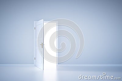 Light shining from open door. Entrance Stock Photo