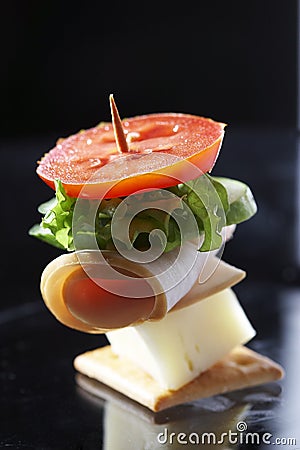 Light snack - cheese sandwich Stock Photo