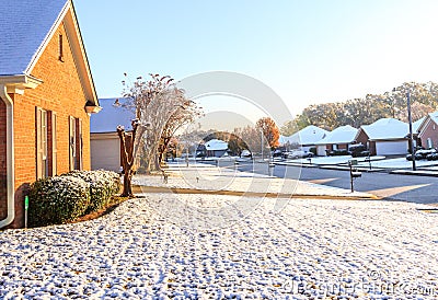 Light Snow in Montgomery Alabama Stock Photo