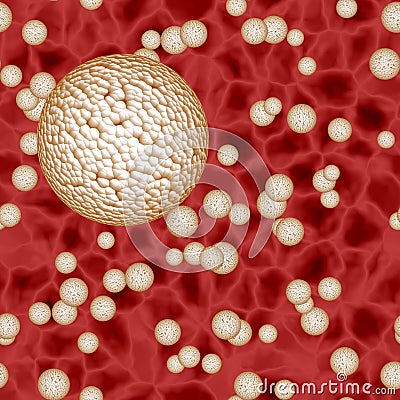 Light spheres of bacteria or virus spheres in blood Stock Photo