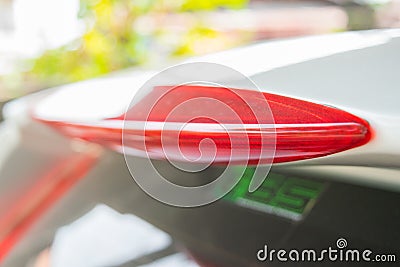 Light spoiler of city car with e85 sign on black window Stock Photo