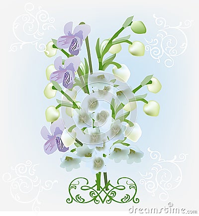 Light spring flowers bouquet illustration Vector Illustration