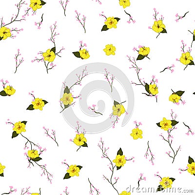 Light Summer fresh Blossom yellow Floral pattern in the bloomin Stock Photo