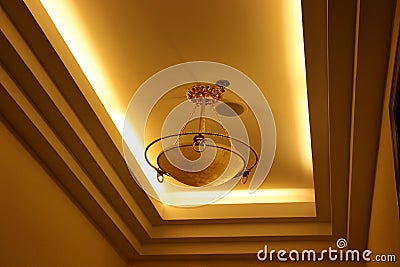 Light suspended from ceiling Stock Photo