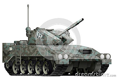 Light tank apc with arctic camouflage with fictional design - isolated object on white background. 3d illustration Cartoon Illustration