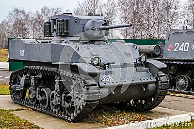 Light tank M3 `Stuart` produced by the USA from the time of the Second World War. Editorial Stock Photo