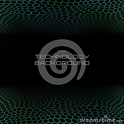 Light technology in pentagon pattern perspective background. Vector Illustration