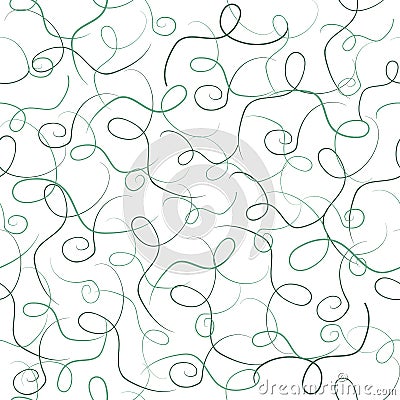 Light textile pattern of green ribbons on a white background. Vector abstract seamless ornament for fabric, tiles Vector Illustration