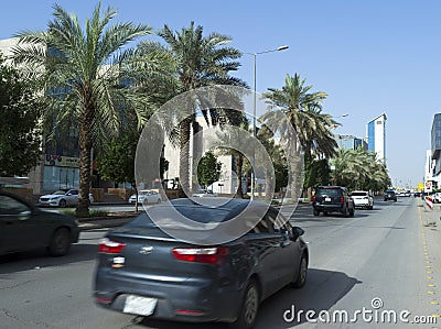 Light Traffic on Olaya Street In Riyadh Editorial Stock Photo