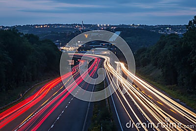 Light trails on carriage way Stock Photo