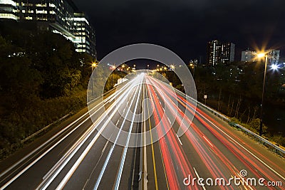 Light trails on a highway Stock Photo