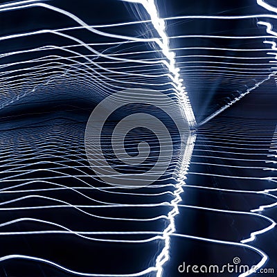 Light trails in hyperspace. Event horizon and gravity warp in outer space. Dynamic light lines for abstract background. Fast Stock Photo