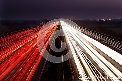 Light trails over a motorway Stock Photo