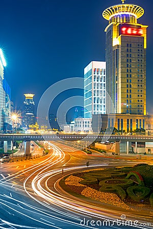 The light trails on the steet Stock Photo