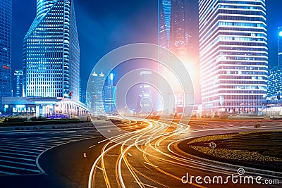 The light trails on the steet Stock Photo