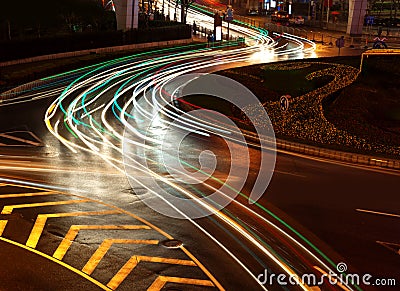 The light trails on the steet Stock Photo