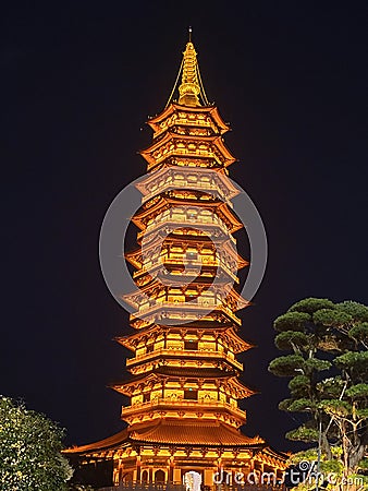 Light Up Pagoda, Jinhua City in China Stock Photo