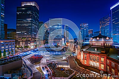 Light-up of Tokyo Station,night view Stock Photo